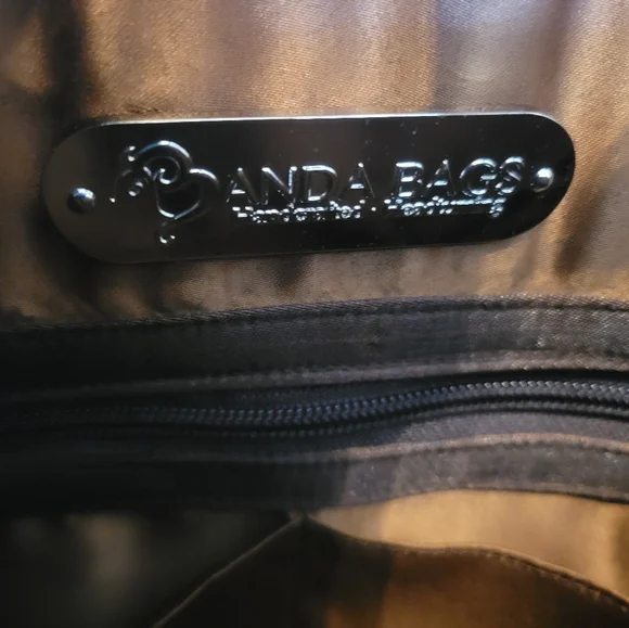 NWOT Banda Bags Tote Bag Brown, Pink and Green - Picture 7 of 8